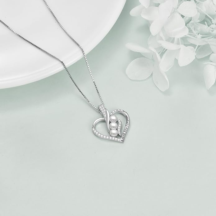 Rose Heart Birthstone Necklace for Women - Solid S925 Sterling Silver with Rose Gold Plated Infinity Symbol of Love Valentine's, Mother's Day, Anniversary, Christmas Birthday Gift for Her, Mom, Wife, or Girlfriend.
