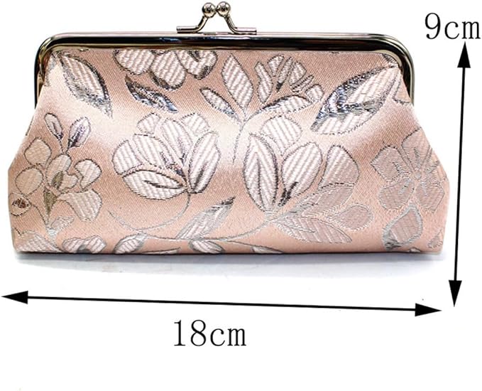 Long Coin Purse Clutch Handbag Change Pouch Wallet with Clasp Closure Compact Design for Women Gift Box (Blue)