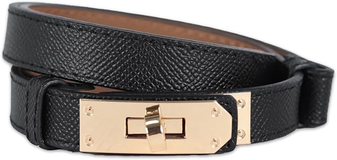 Women's Fashion Classic Metal Buckle Leather Belt with Jeans Dress
