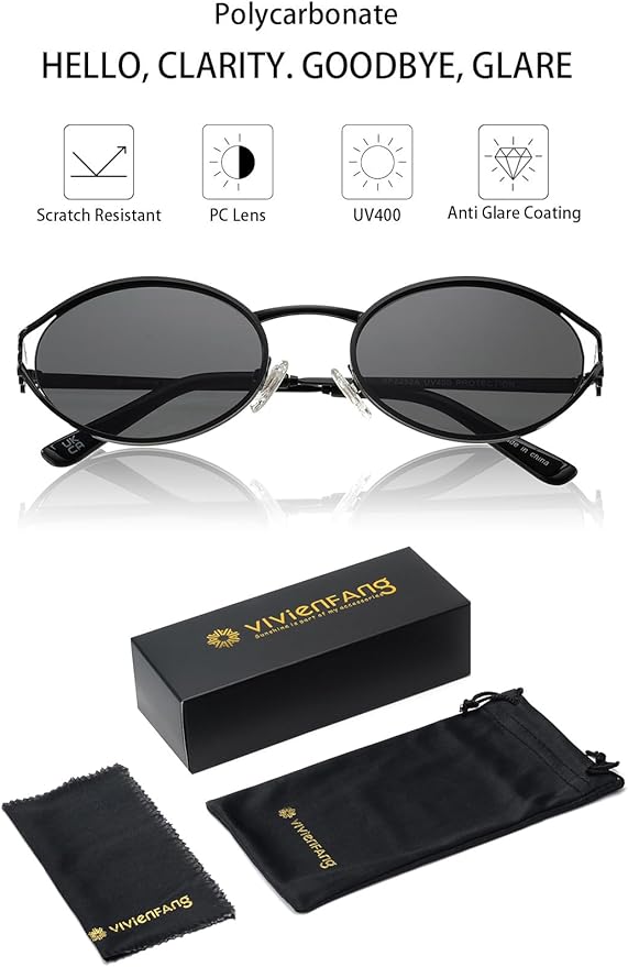 Retro Oval Sunglasses Womens Trendy 2026, Vintage Y2K Women's Shades Fashion 90s Sun Glasses UV Protection VF2252