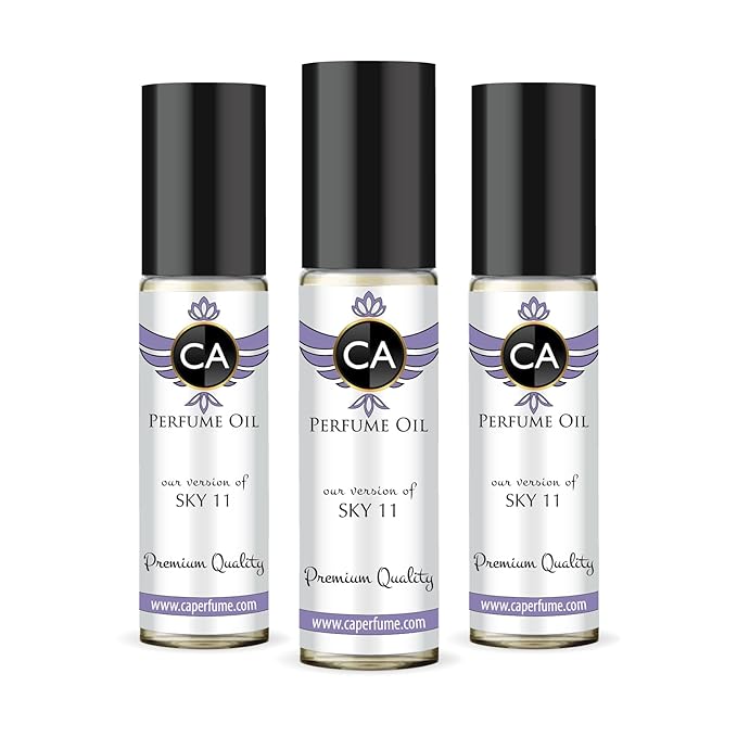 CA Perfume Impression of Sky 11 Unisex Eau De Parfum Woody Aromatic Scent Long Lasting Unisex Fragrance Travel Size TSA Ready for Day and Night Wear 0.33 Fl Oz 10ml (Pack of 3)