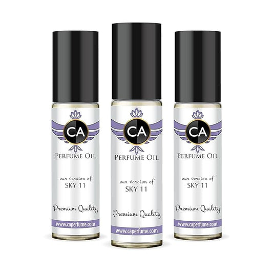 CA Perfume Impression of Sky 11 Unisex Eau De Parfum Woody Aromatic Scent Long Lasting Unisex Fragrance Travel Size TSA Ready for Day and Night Wear 0.33 Fl Oz 10ml (Pack of 3)