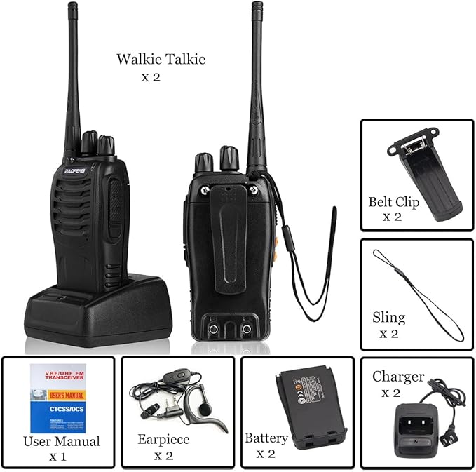 Walkie Talkies Radios Baofeng Radio BF-888s Long Range with Antenna Earpiece Mic Rechargeable 2 Way Radio UHF Comunicacion Walkie Talkie with Headsets (Pack of 4)