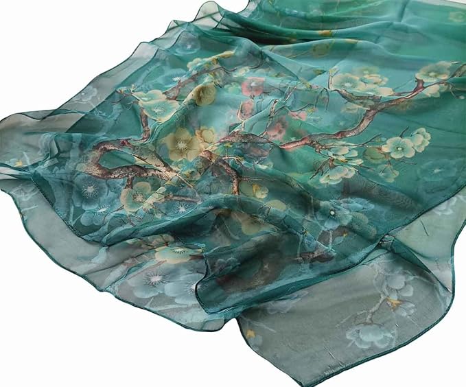 Pokeedioty Scarfs for Women Lightweight Scarves Elegant Floral Pattern Sheer Scarfs Shawls Wraps