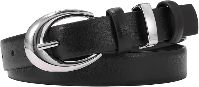 Women's Cow Leather Belt for Jeans Pants Fashion Ladies Skinny Dress Waist belt with Gold Buckle