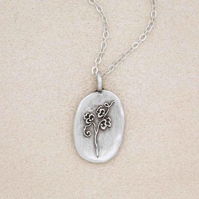LISA LEONARD DESIGNS Pewter Birth Flower Pendant Necklace Minimalist Jewelry Necklaces For Women Gift For Her Dainty Necklaces