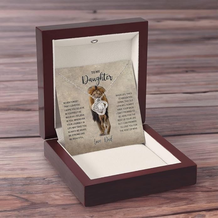 VIRAGIL To My Daughter Gift Necklace From Dad or Mom - Badass Daughter Jewelry With Heartfelt Message & Elegant Box