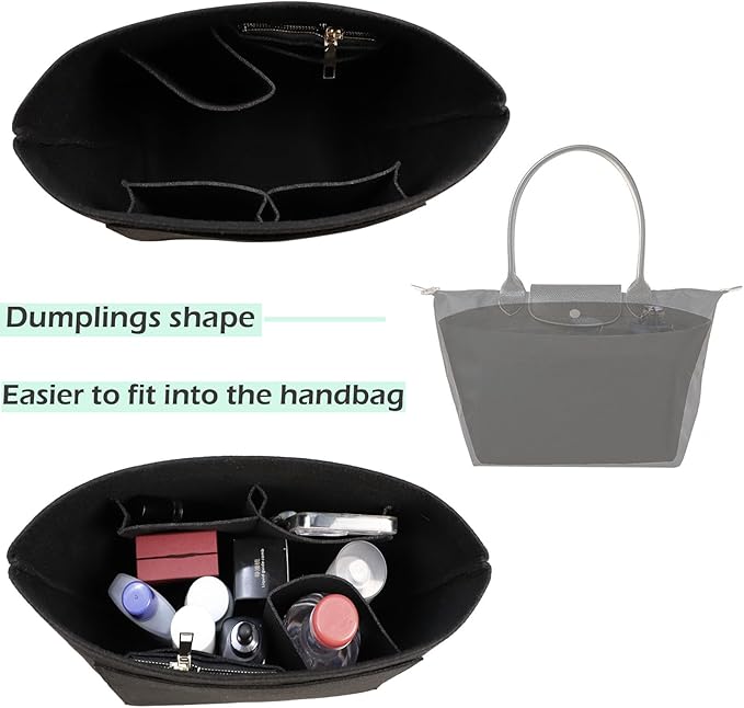 Lckaey Purse Organizer Insert for longchamp organizer insert(Large) Handbags Organizer 1012black2-S, S/8.27*6.7*5.12in