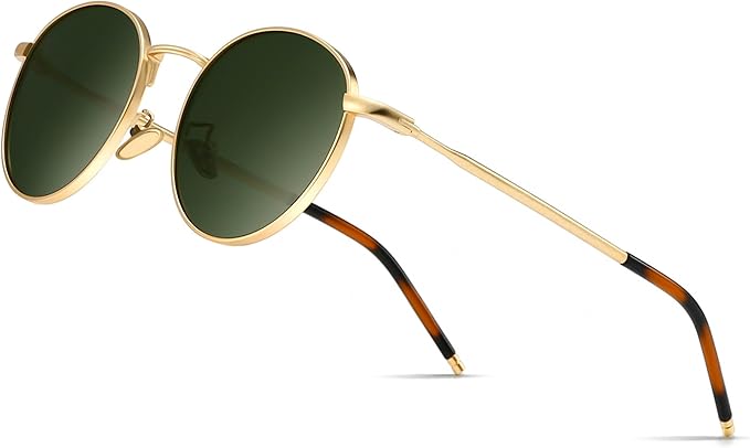 SUNGAIT Ponderable Metal Round Sunglasses for Men Women Classic Vintage Polarized Circle Sun Glasses