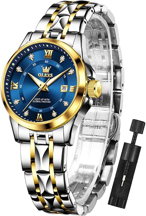 OLEVS Watch Women,Watches for Women,Luxury Casual Stainless Steel Women's Wrist Watches Classic Small Face Dress Analog Womens Watches with Date Easy to Read Waterproof Luminous Quartz Ladies Watches