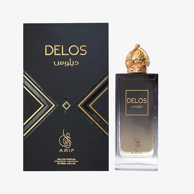 ARIF Delos Perfumes – Premium Woody Oriental Eau de Parfum for Men & Women – Cognac, Oak, Tonka Bean, Vanilla, Praline, Sandalwood – Long-Lasting Unisex Fragrance – 3.4 oz