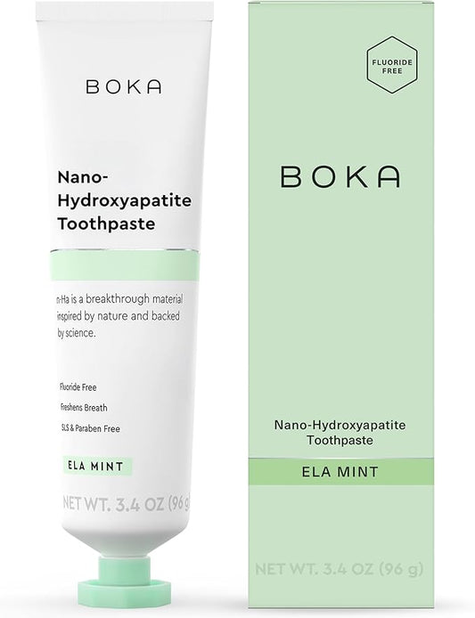 Boka Fluoride Free Toothpaste, Nano Hydroxyapatite Toothpaste, Appropriate for Sensitive Teeth - for Adult, Kids Oral Care - Ela Mint Flavor, 3.4 Fl Oz 1Pk US Manufactured