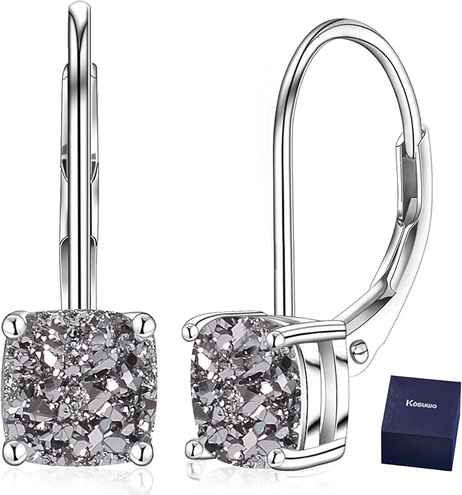 Moissanite Earrings for Women 2.0CT D Color,18K White Gold Plated Sterling Silver Dangle Earrings, Leverback Drop Earrings Jewelry for Gifts