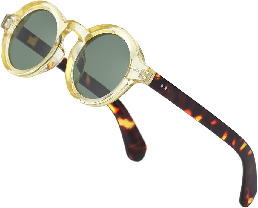 Trendy Round Polarized Sunglasses for Men Women Chunky Hippie Costume Sun Glasses 90s Circle Retro Style