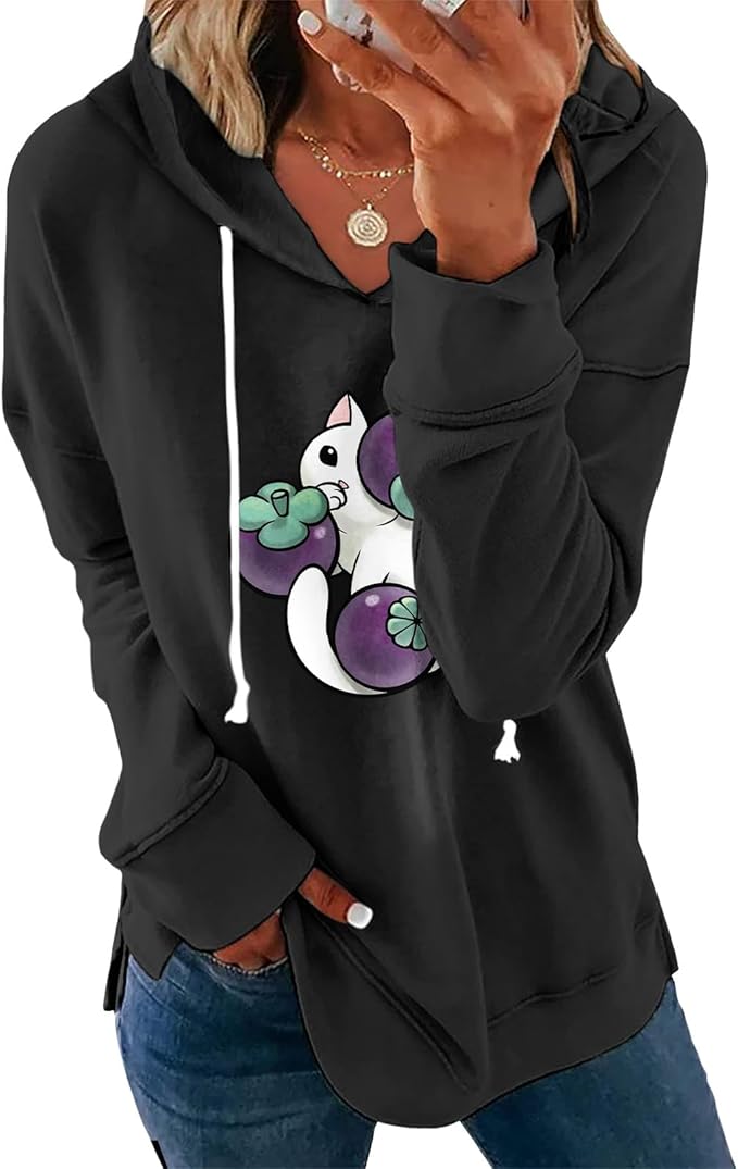 Women's Brick Red Hoodie Pullover Sweatshirt Cotton Blend Loose Fit Long Sleeve Fall Winter Top
