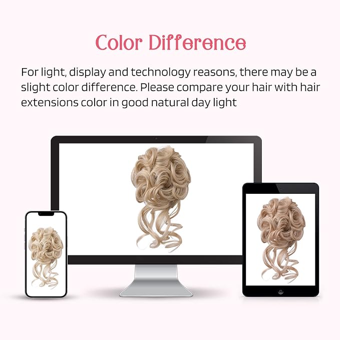 HOOJIH 2PCS Messy Bun Hair Piece, Tousled Updo with Tendrils Hair Bun Extensions Wavy Curly Wrap Ponytail Hairpieces Scrunchies for Women HB010 Dasiy - Medium Blonde