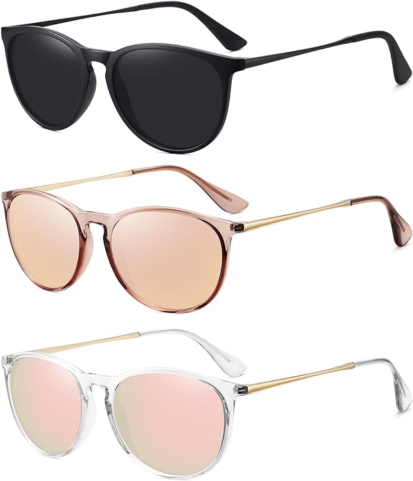 Retro sunglasses womens 2024 trendy round classic glasses