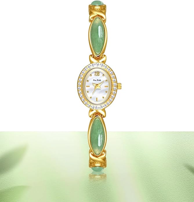 LOREO Elegant Women’s Gold Bracelet Watch Vintage Oval Dial, Waterproof Quartz Movement, Small Face Dress Watch for Ladies
