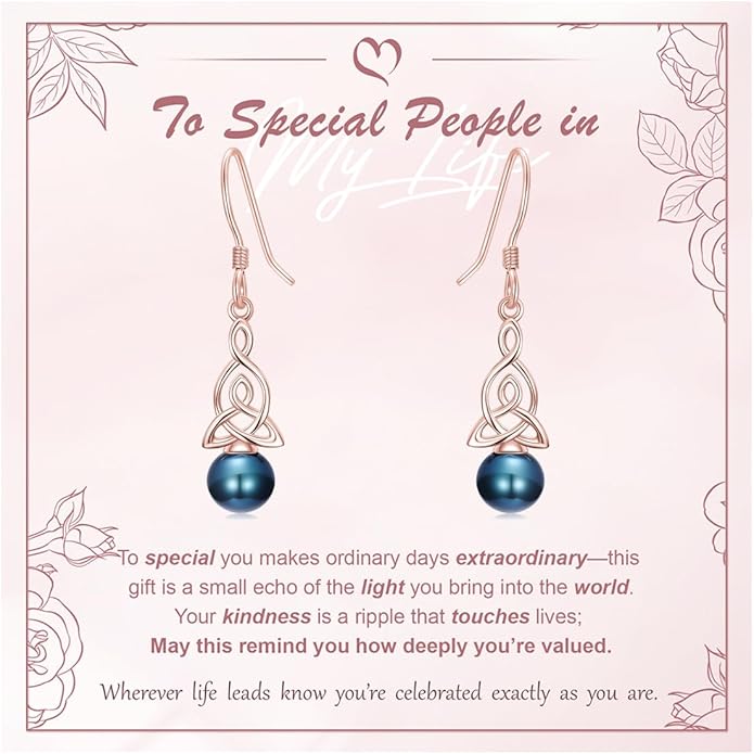 Tahitian Black Pearl AAAA 18K Gold Plated Sterling Silver Dangle Drop Earrings for Women Wife Mom Girlfriend Valentine Her Jewelry Gift for Anniversary Birthday Christmas