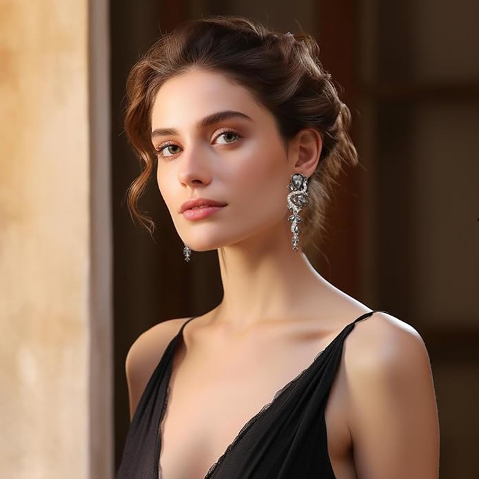 Fashion Rhinestone Statement Drop Dangle Earrings Long Colorful Crystal Bridal Wedding Teardrop Chandelier Earrings for Women Prom Pageant