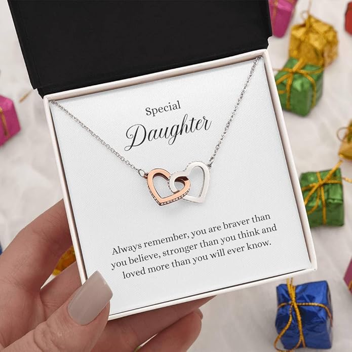 VIRAGIL To My Daughter Gift Necklace From Dad or Mom - Badass Daughter Jewelry With Heartfelt Message & Elegant Box
