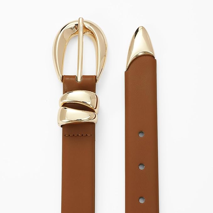 Fashion Waist Belt with Gold Buckle Women's Belts for Jeans Stylish Leather Belts for Women