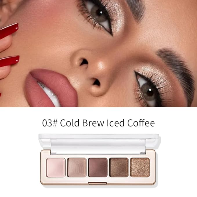 Neutral Nude Matte & Shimmer Eyeshadow Palette – Pink, Cocoa Brown & Champagne Gold Shades, Warm Nude Glitter Eye Shadow Contour Palette for Mature Women, Blue Green Eyes & Daily Natural Makeup