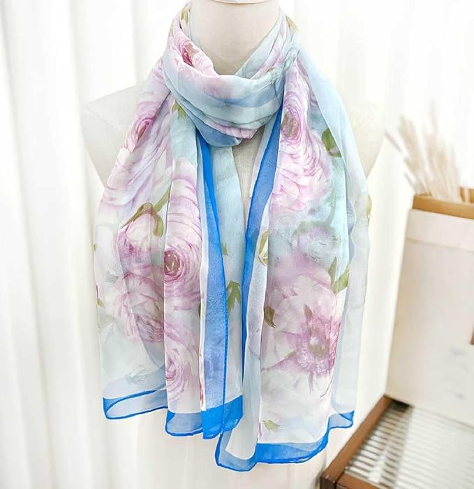 Xyueanlo Scarfs for Women Lightweight Fashion Floral Printed Scarves Neck Scarf Sunscreen Wraps Shawls
