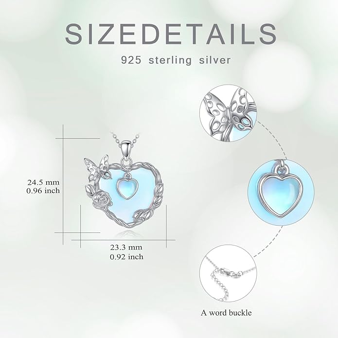 Moonstone Necklace for Women dragonfly Necklace 925 Sterling Silver Teardrop Moonstone Pendant Necklace Dragonfly Jewelry Gifts for Women