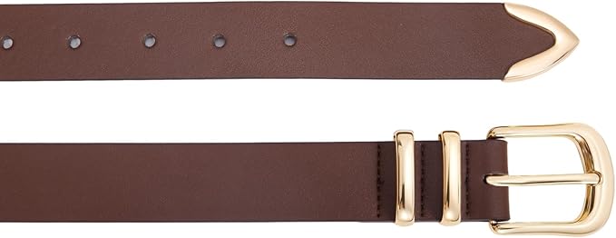 VATAN Women Leather Belt for Jeans Dresses Pants Fashion Ladies Casual Waist Belt with Gold Buckle