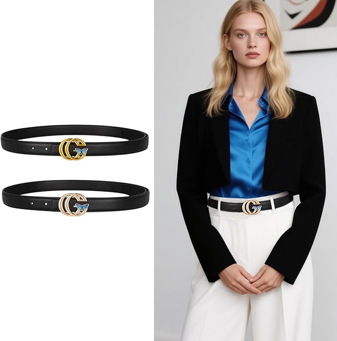 Relang Women's Belts with Gold Buckle, Fashion Waist Band, Elegant Ladies' Belt, Gift for Women