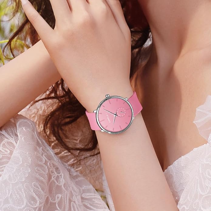 CRRJU Men’s Women Watch Casual Stylish Waterproof Quartz Unisex Wristwatches, Ultra Thin Watches for Men Women, Colorful Silicone Band