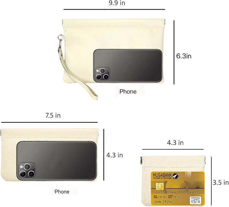 Genuine Leather Wristlet Handbags Purses Cell Phone Pocket Clutch Wallet Coin Purse For Men Women
