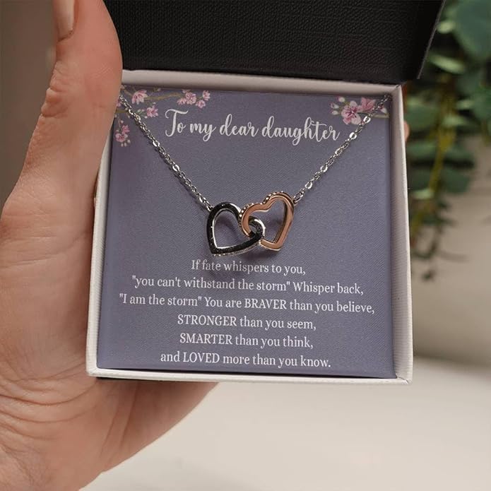 VIRAGIL To My Daughter Gift Necklace From Dad or Mom - Badass Daughter Jewelry With Heartfelt Message & Elegant Box