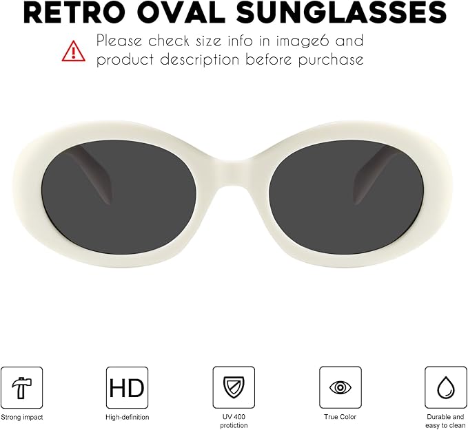 mosanana Oval Retro Trendy Sunglasses for Women 90s Style MS52371