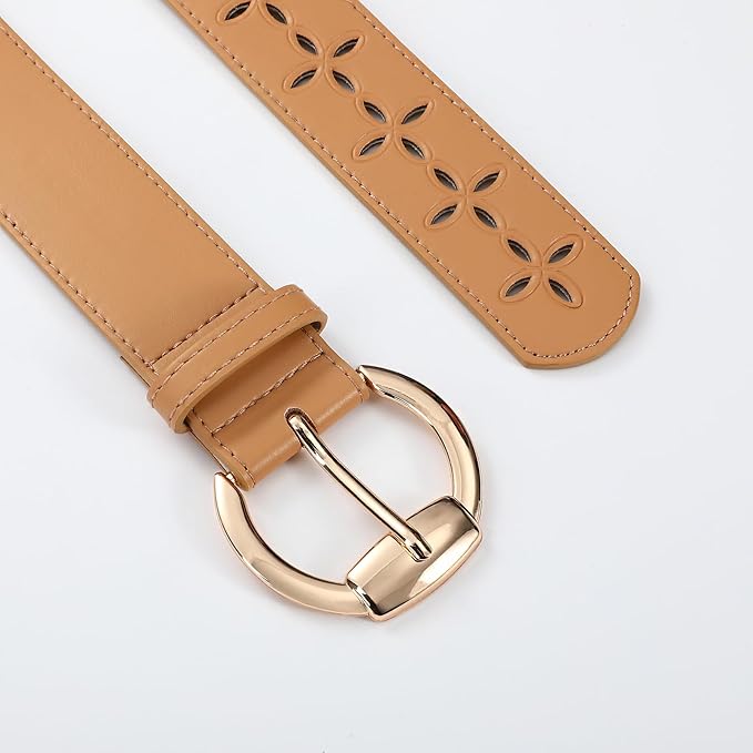Wide Belts for Women Leather Wide Belts Fashion Thick Black Belt With Gold Buckle Belt for Dresses