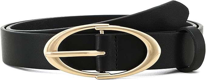 Earnda Women Faux Leather Belt for Jeans Pants Fashion Ladies Waist Belts with Gold Silver Oval Buckle