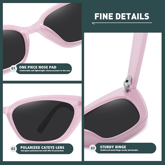 WOWSUN Small Cat Eye Sunglasses Womens Retro Narrow Trendy Polarized Sunglasses