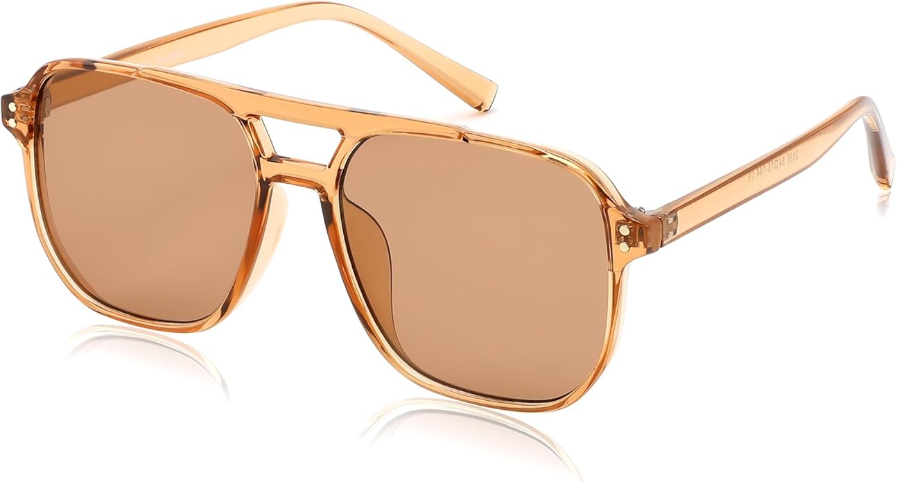 FEISEDY Retro Square Aviator Sunglasses Women Men 70s Vintage Trendy Plastic Frame Sun Glasses B2835