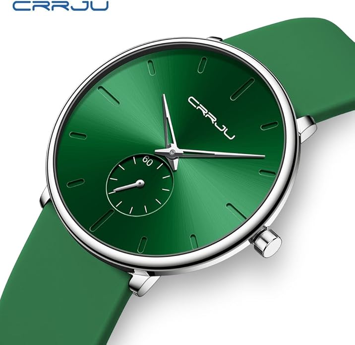 CRRJU Men’s Women Watch Casual Stylish Waterproof Quartz Unisex Wristwatches, Ultra Thin Watches for Men Women, Colorful Silicone Band