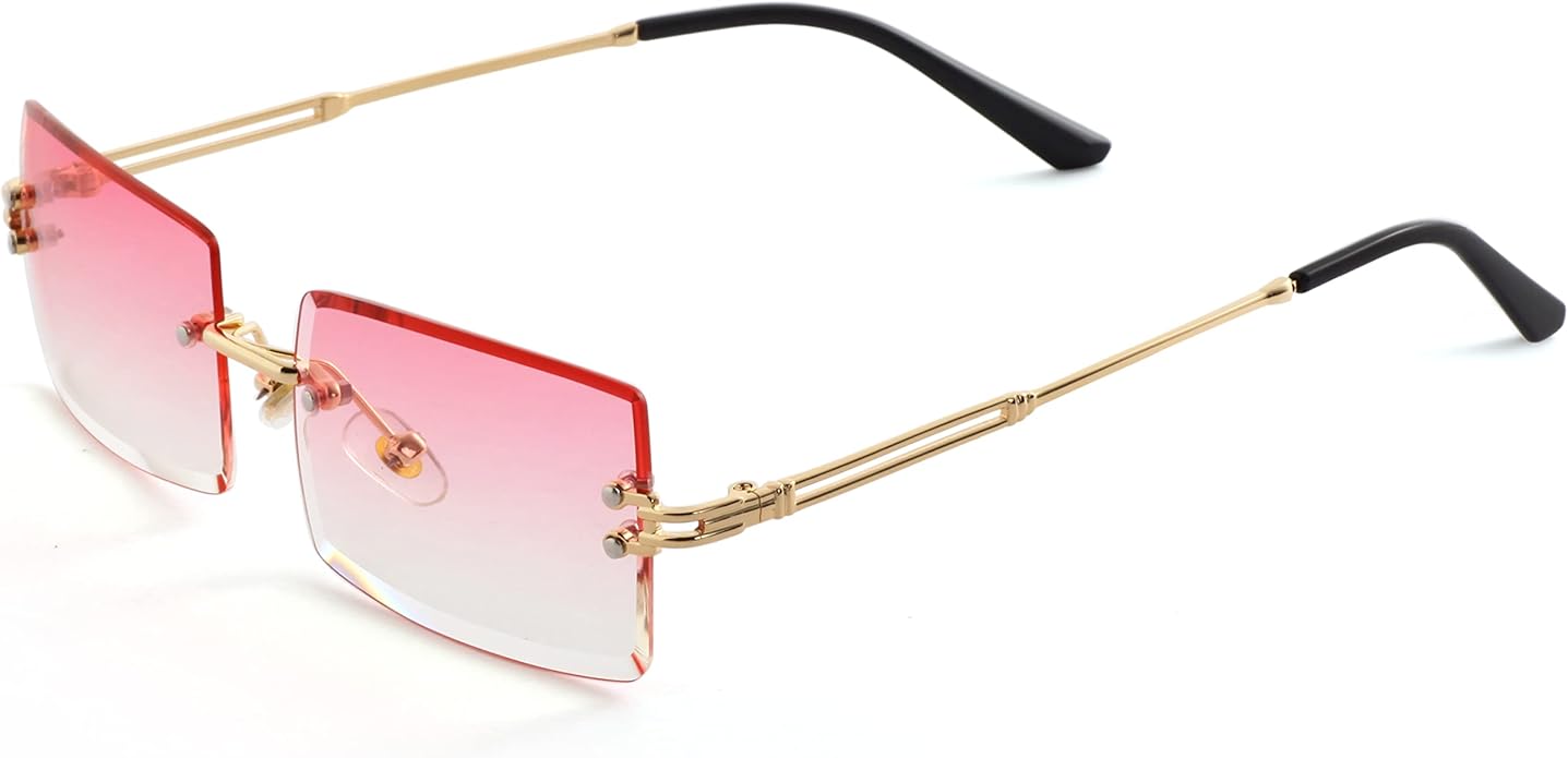 Kursan Frameless Rectangle Sunglasses for Men Women Small Rimless Sun Glasses Shades UV400 Protection