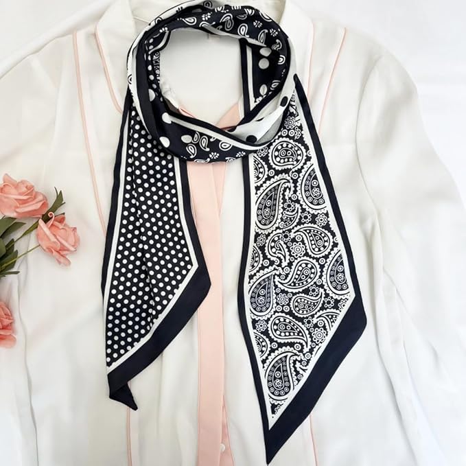 Silk Head Scarf for Hair Fashion Headwrap for Women Lightweight Neck Tie