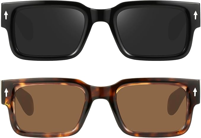 YDAOWKN Square Frame Sunglasses for Women Men Trendy Chunky Rectangle Sun Glasses Black Shades UV400 Protection