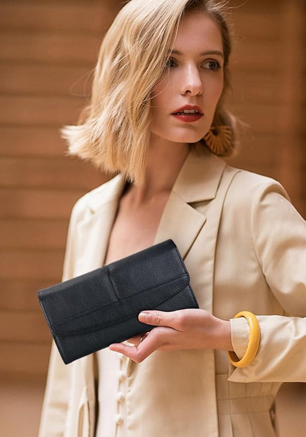 Wallets for Women Large Capacity Leather Clutch Wallet Card Organizer Women's Purse