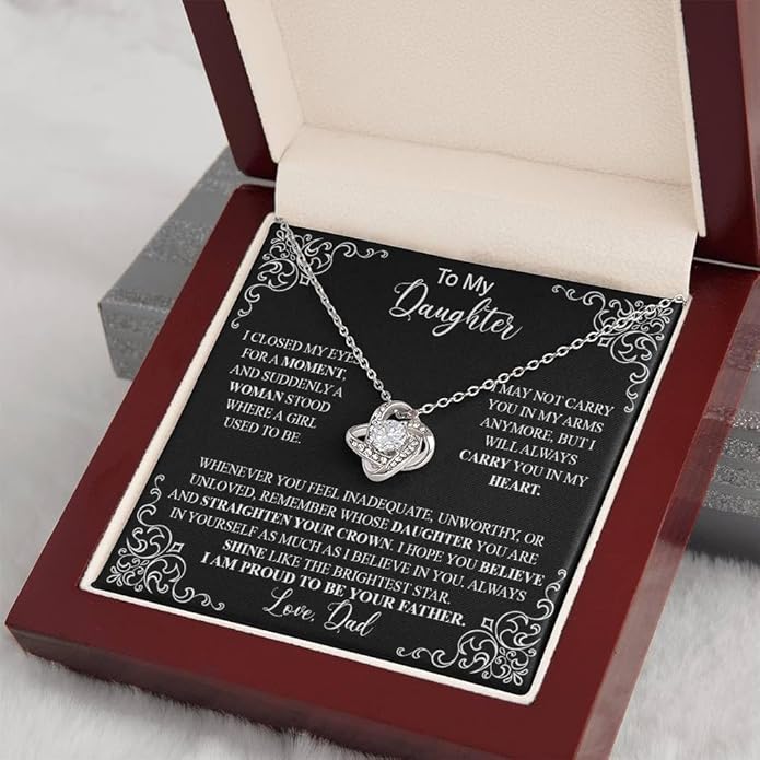 VIRAGIL To My Daughter Gift Necklace From Dad or Mom - Badass Daughter Jewelry With Heartfelt Message & Elegant Box
