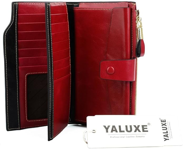 YALUXE Women's Genuine Leather Wallet RFID Blocking Multi Card Holder with Cell Phone Pocket Mothers Day Gifts