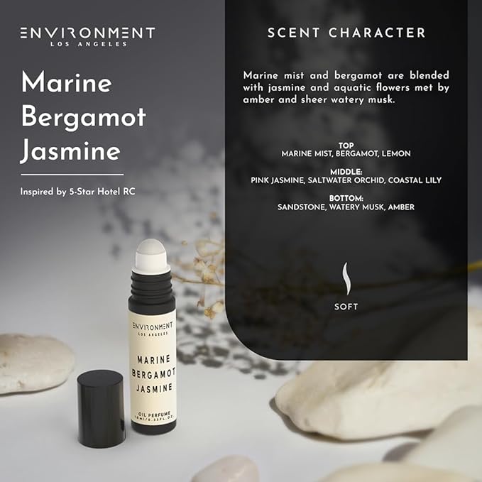 ENVIRONMENT Inspired by 5-Star Resort RC 10ml Roll-on Perfume (Marine | Bergamot | Jasmine) Body Oil Fragrance, Roll On Oil, Body Fragrance for Women & Men, Luxury Scents, Vegan & Cruelty-Free