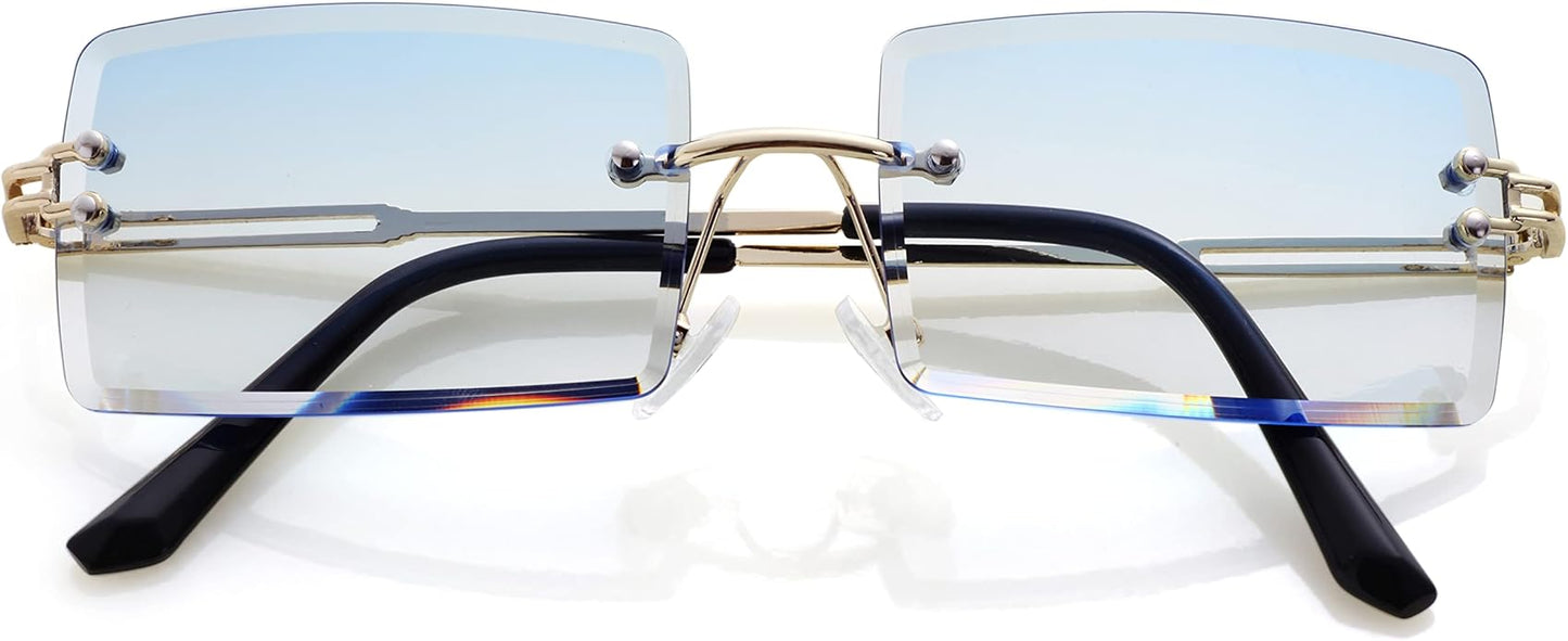 Kursan Frameless Rectangle Sunglasses for Men Women Small Rimless Sun Glasses Shades UV400 Protection