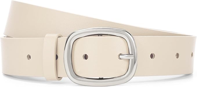 WHIPPY Women Leather Belt Casual Fashion Gold Buckle Leather Waist Belt for Jeans Pants Dresses Chic Ladies Belt