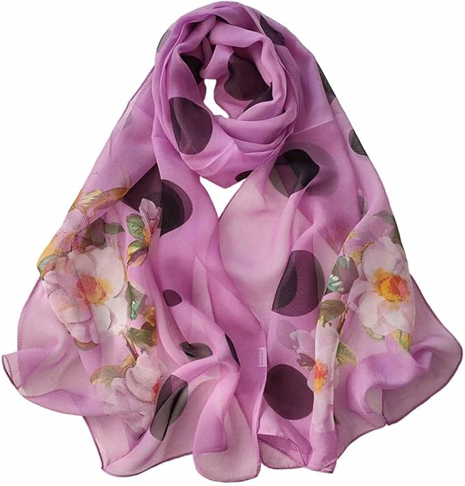 Pokeedioty Scarfs for Women Lightweight Fashion Scarves Elegant Floral Pattern Sheer Scarfs Sunscreen Shawls Wraps